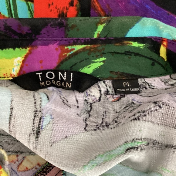 Toni Morgan Abstract Print Jacket Multicolor Cotton Petite Large - Picture 6 of 7
